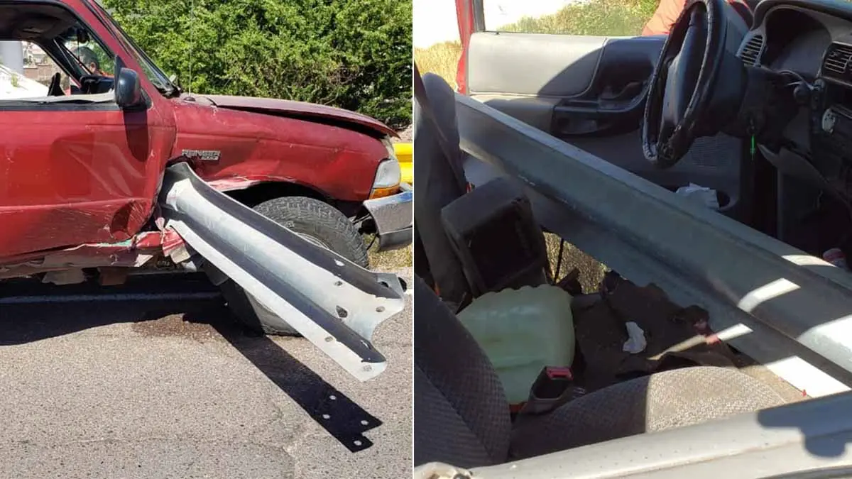 Automovilista se salva de morir partido por la mitad