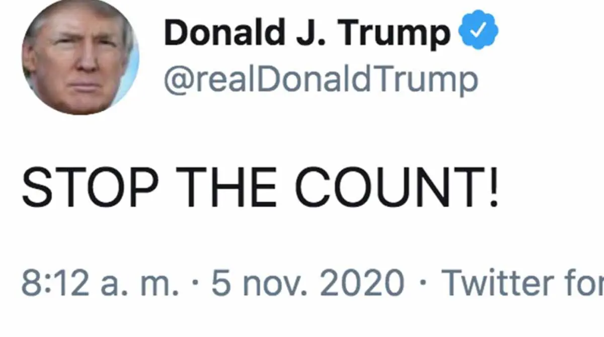-íDetengan el conteo!. Twitter vuelve a censurar a Donald Trump