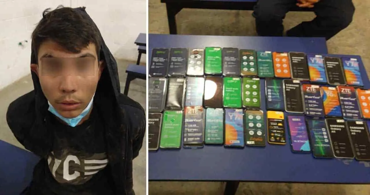 Lo agarran con 36 celulares