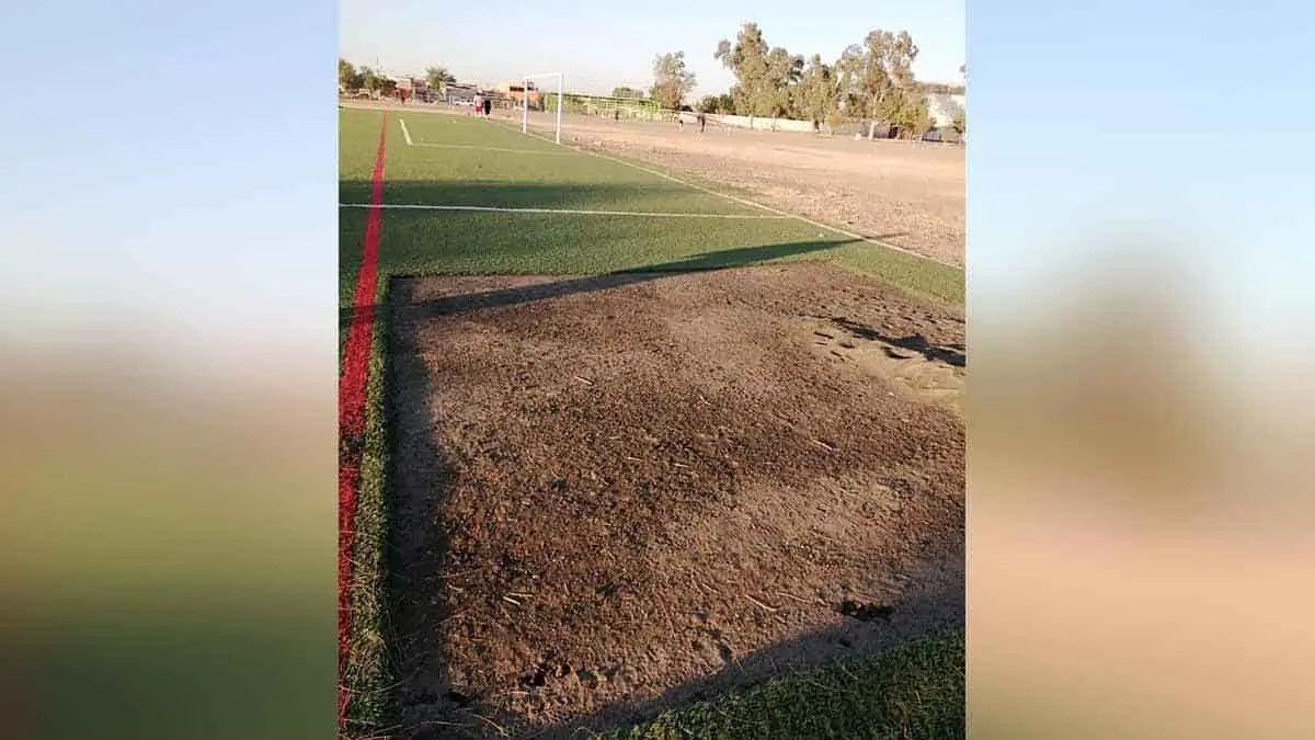 Roban pasto sintético de campos deportivos