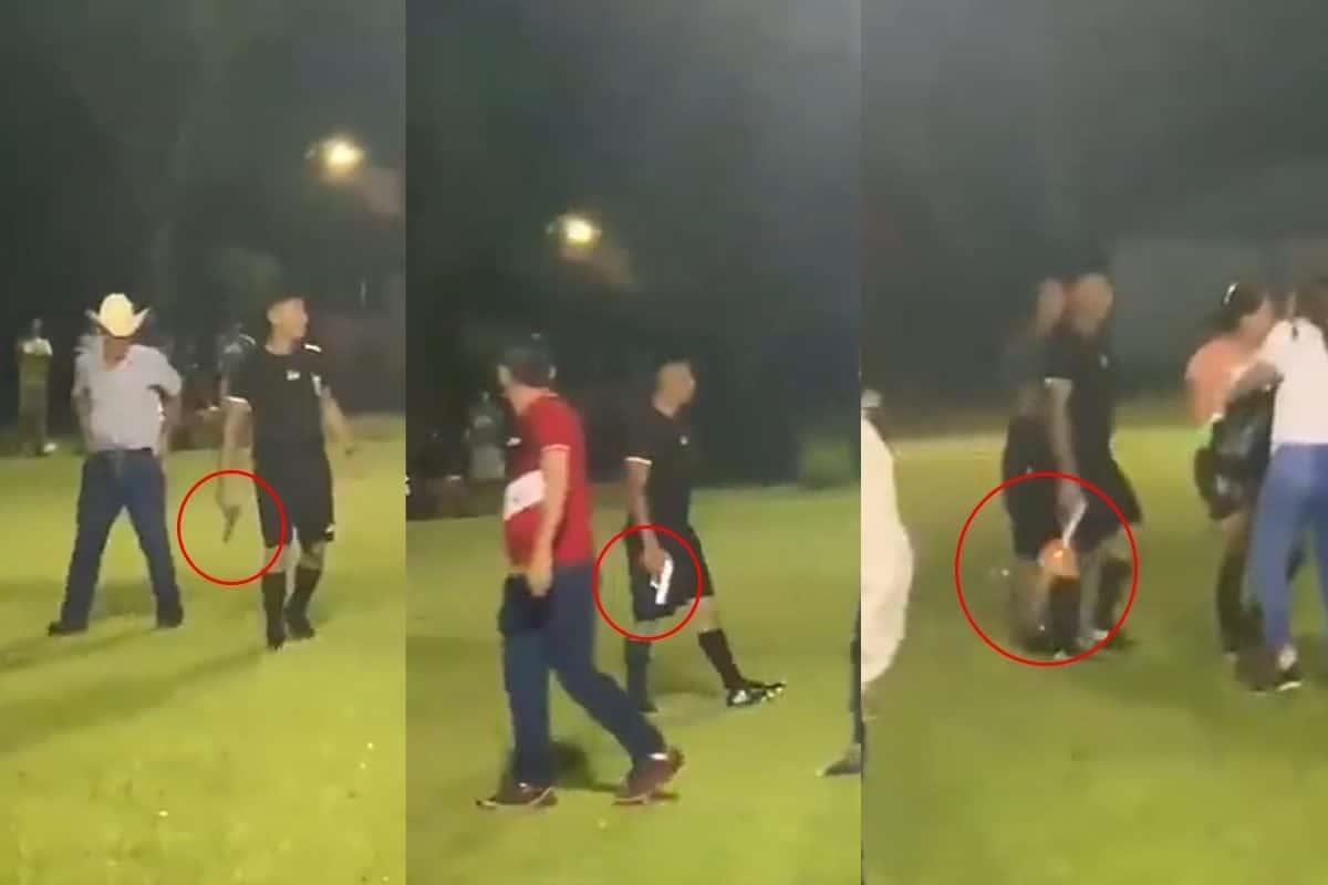 VIDEO. Árbitro saca una pistola para evitar ser linchado durante un juego