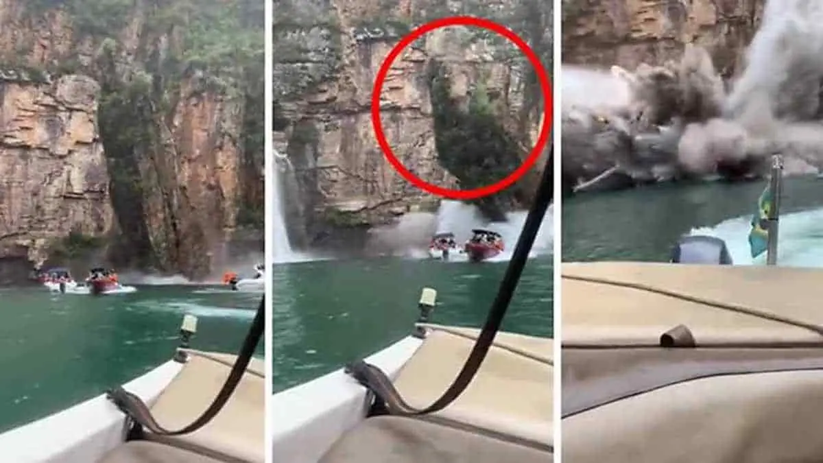 VIDEO. Se desprende roca de acantilado y aplasta a turistas