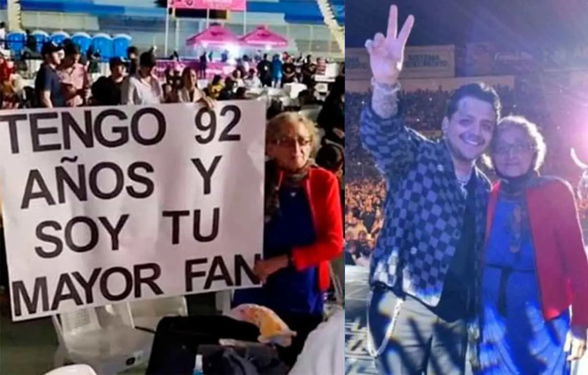 VIDEO. Christian Nodal cumple sueño de fan de 92 años