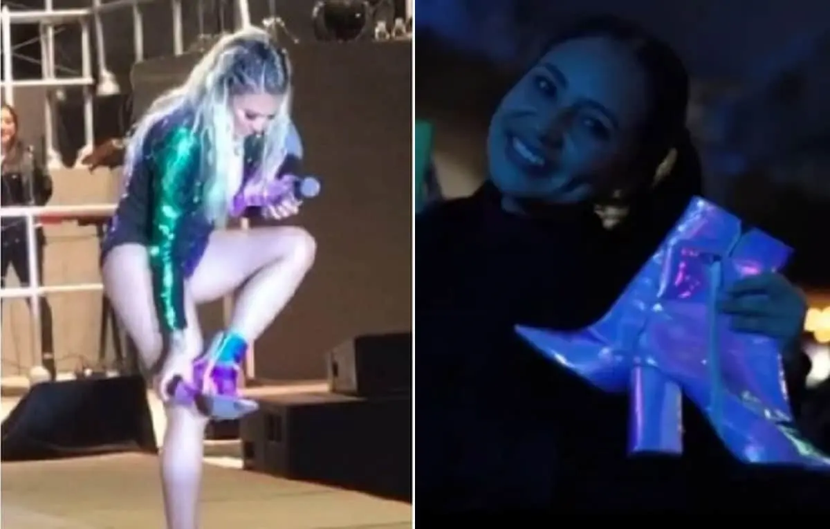 VIDEO. María José regala sus zapatos a una fan en pleno concierto