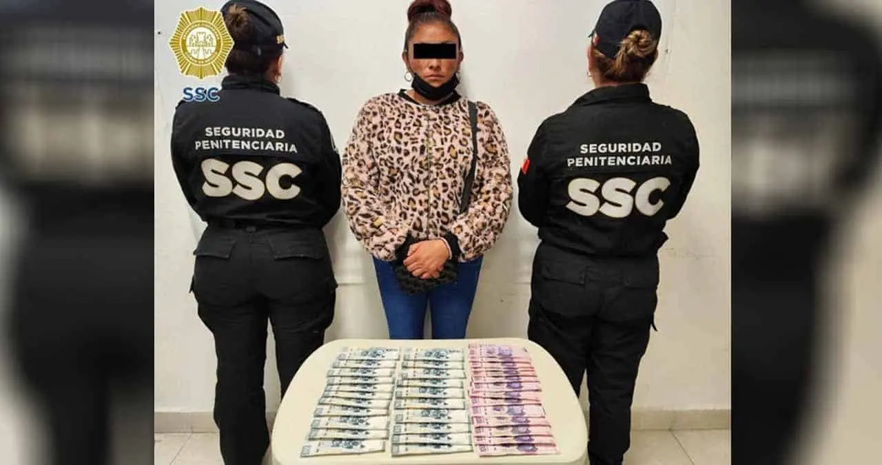 Mujer pretendía introducir 90 mil pesos a reclusorio