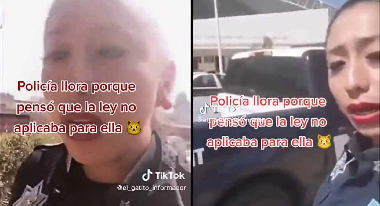 VIDEO. Mujer policía llora porque compañeros polis le quitaron la placa de su carro