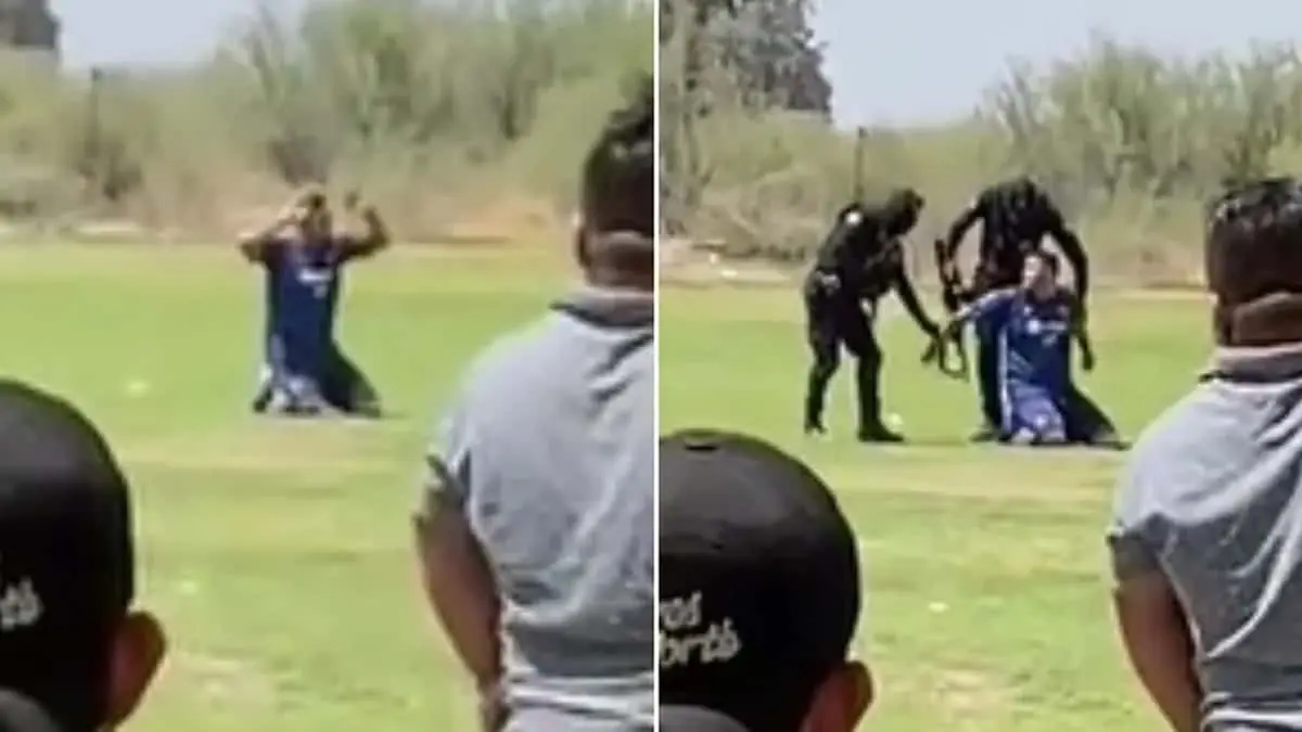 VIDEO | Policía detiene a jugador en pleno partido de futbol