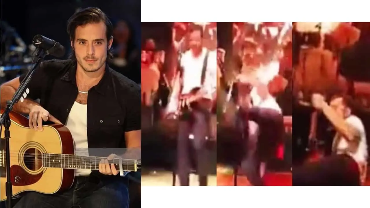 José Madero cae en escenario y sigue cantando
