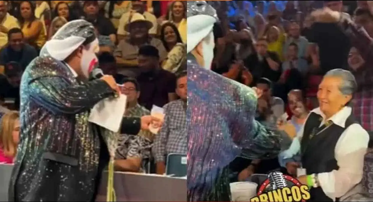 VIDEO | Brincos Dieras recauda fuerte cantidad de dinero para abuelita que vendía cerveza durante su show