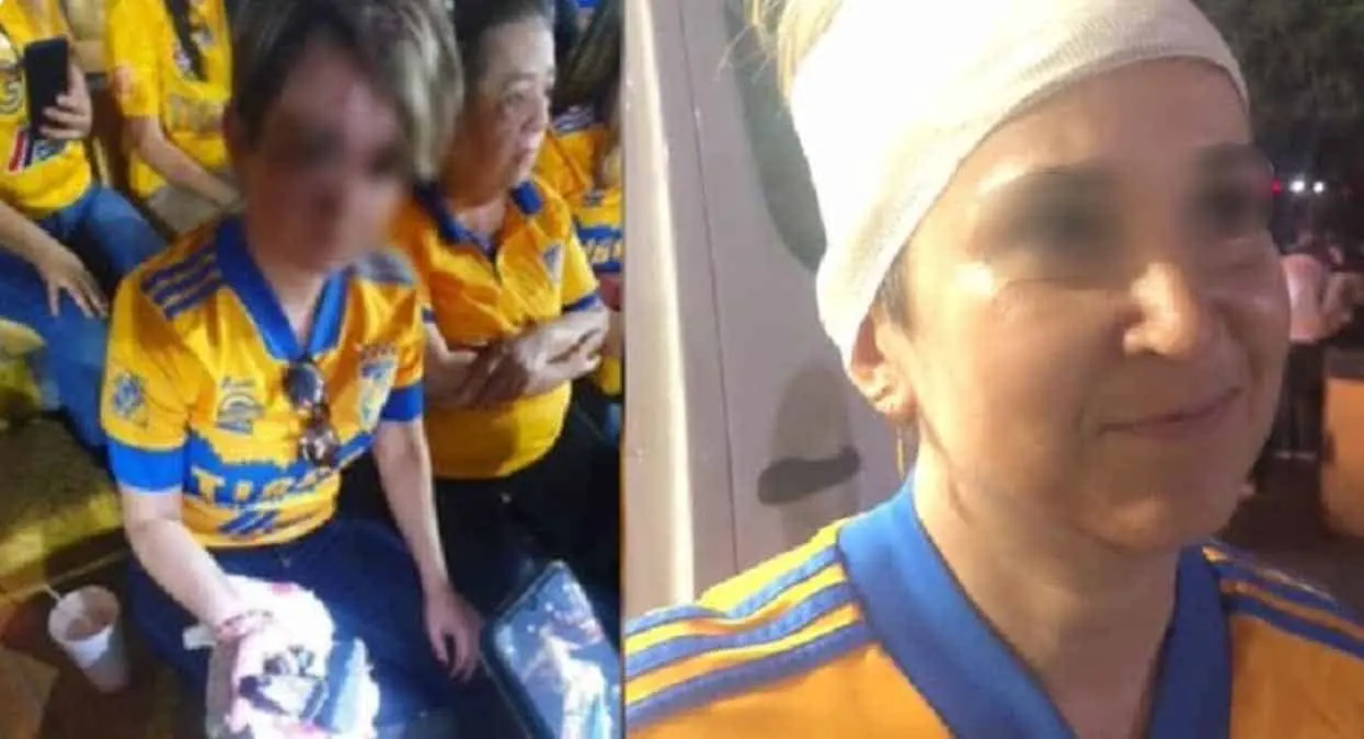 VIDEO | Pedazo de Estadio Universitario cae en la cabeza de una aficionada