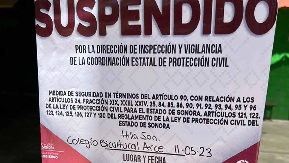 Protección Civil Sonora suspende 10 guarderías y preescolares
