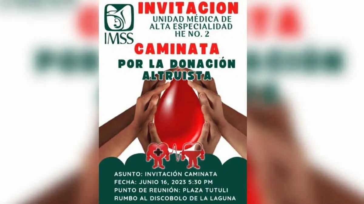 IMSS invita a la caminata por el Día Mundial del Donante de Sangre