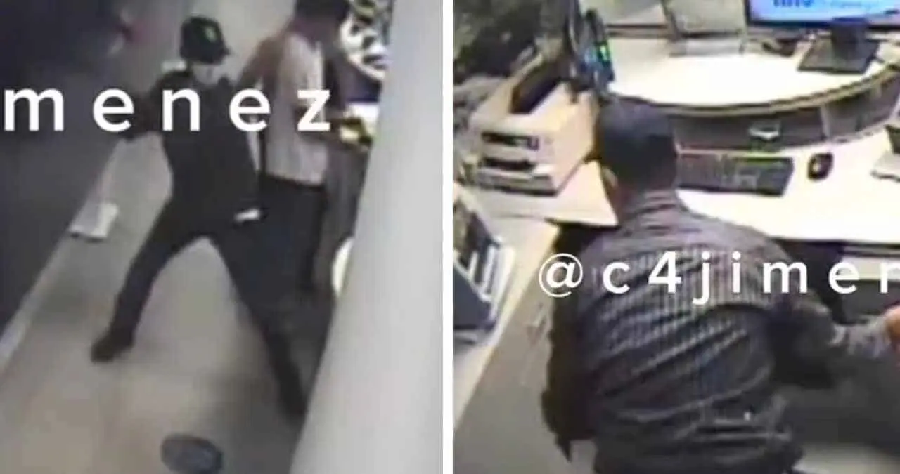 VIDEO | Sujeto asalta un banco con un marro