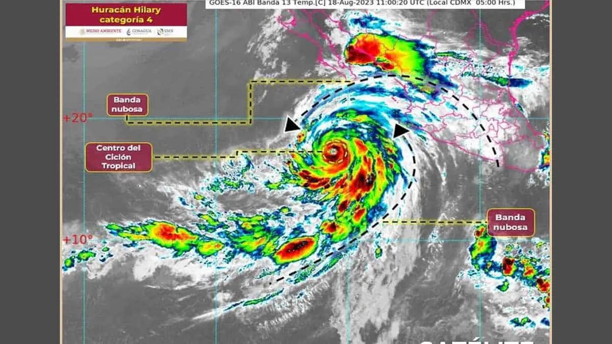 Huracán “Hilary” ya alcanzó la peligrosa categoría 4; se mantiene vigilancia en estas zonas de Sonora