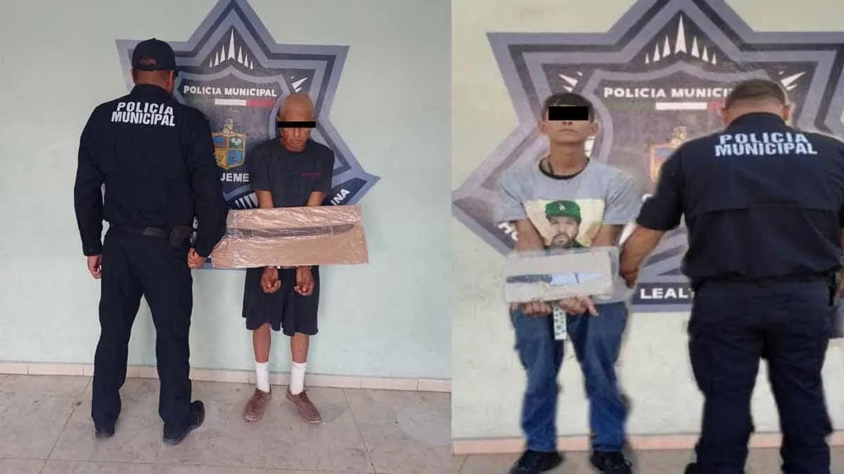 Detienen a dos hombres con arma blanca en Cajeme