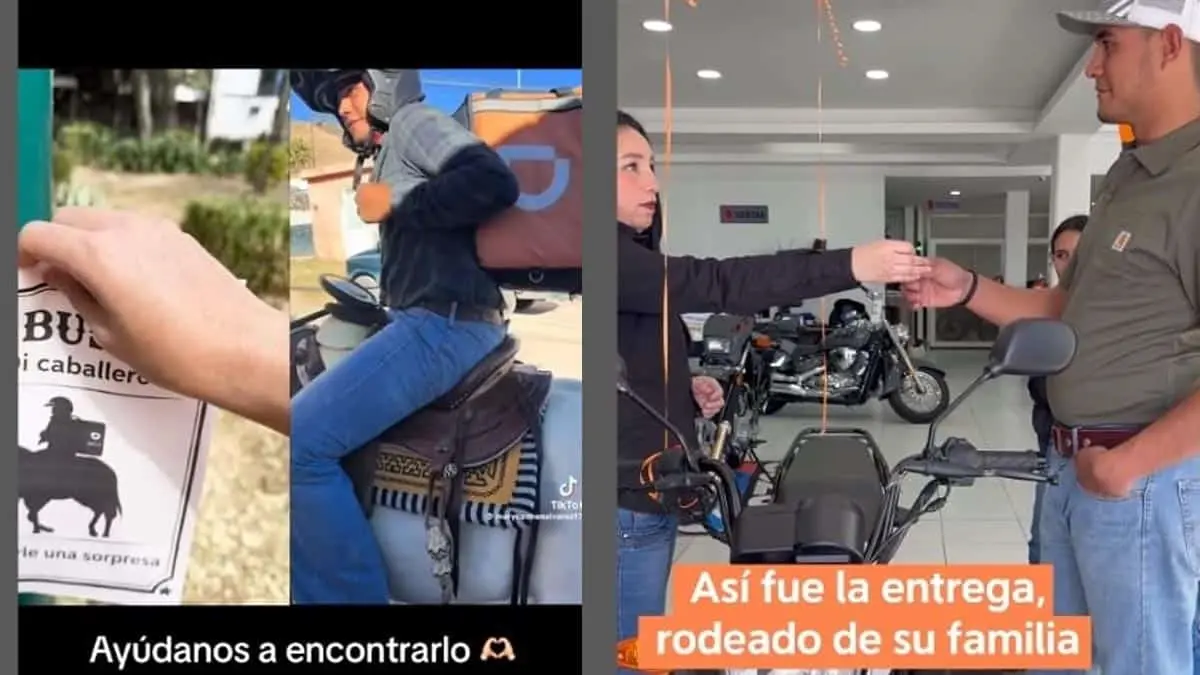 VIDEO | DiDi regala motocicleta a repartidor que entregaba pedidos a caballo