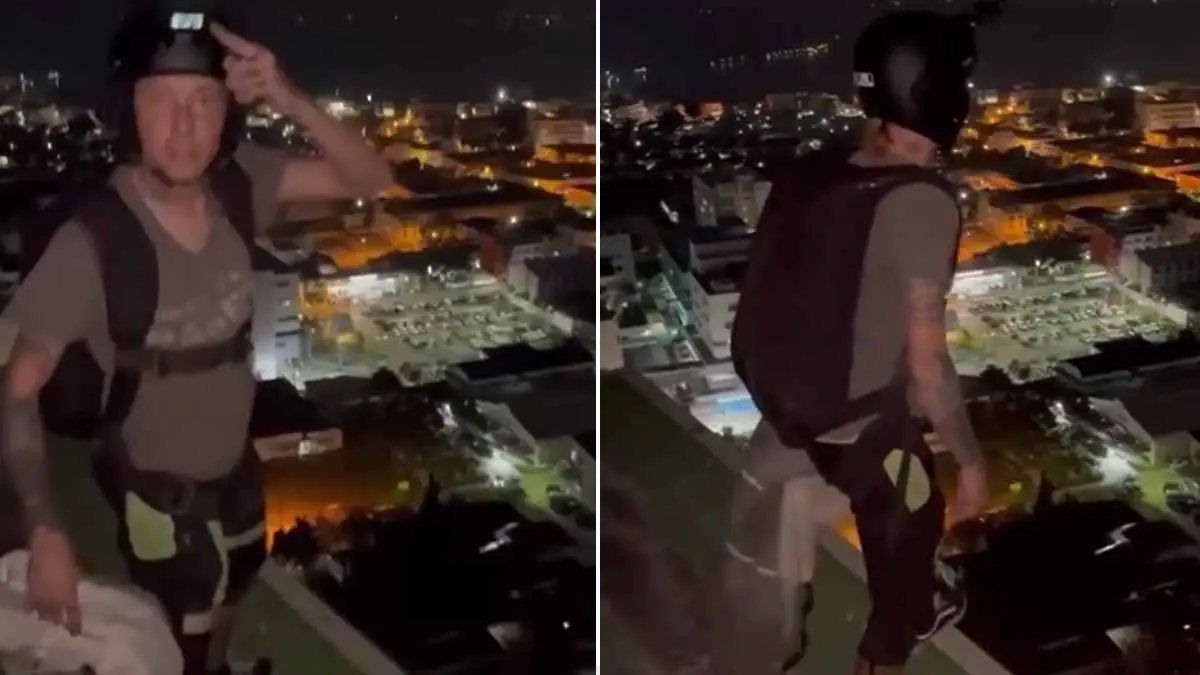 VIDEO | Experimentado paracaidista muere al saltar de un piso 29; falló el mecanismo