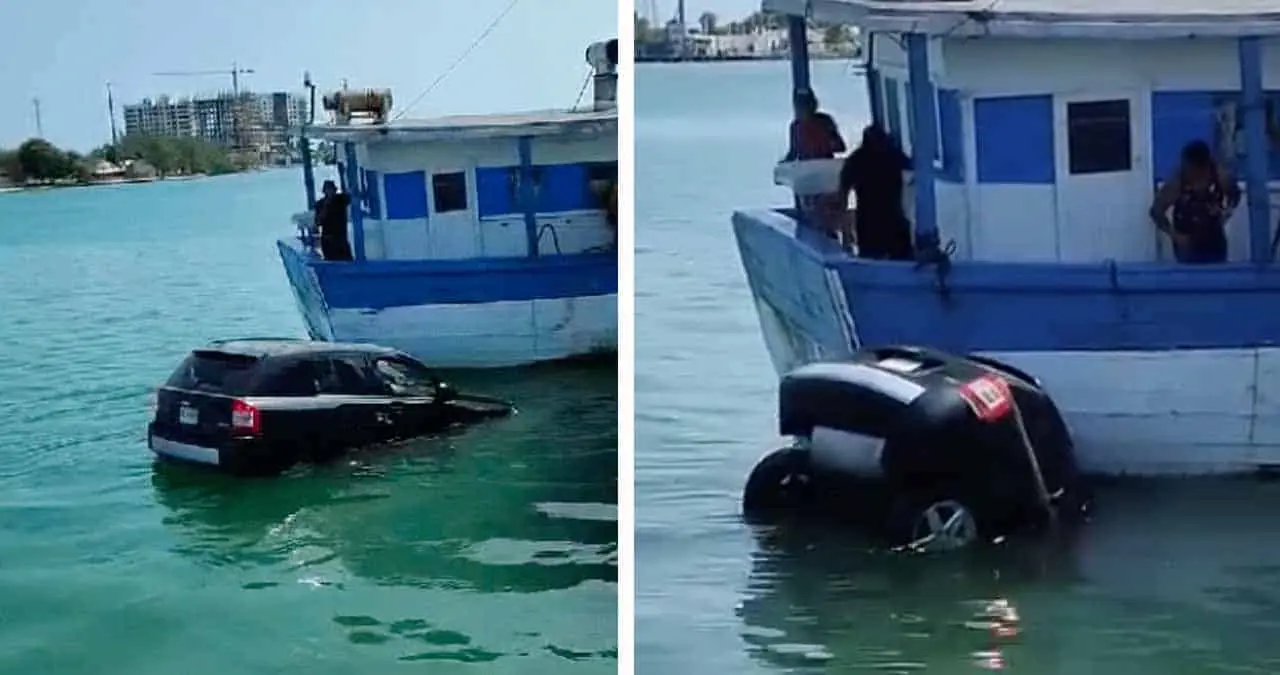 Video | Camioneta se hunde en el mar por descuido de su conductor