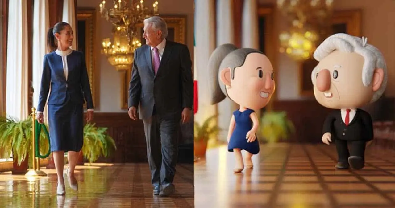 AMLO comparte figuras animadas de su reunión con Sheinbaum