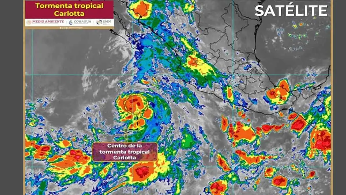 Tormenta tropical “Carlotta” continúa intensificándose y será huracán hoy: Esta es su trayectoria EN VIVO
