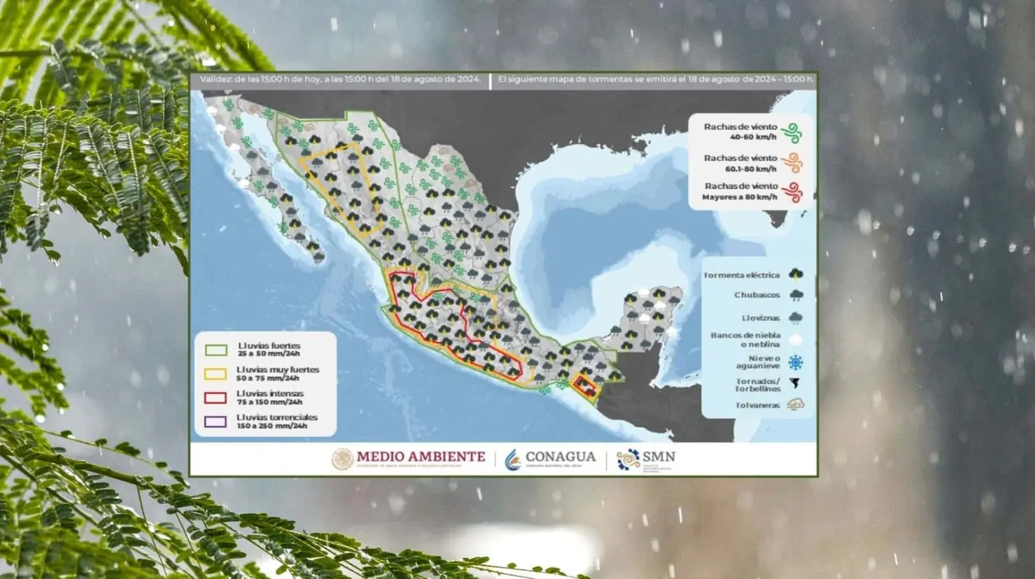 Clima en México para domingo 18 de agosto