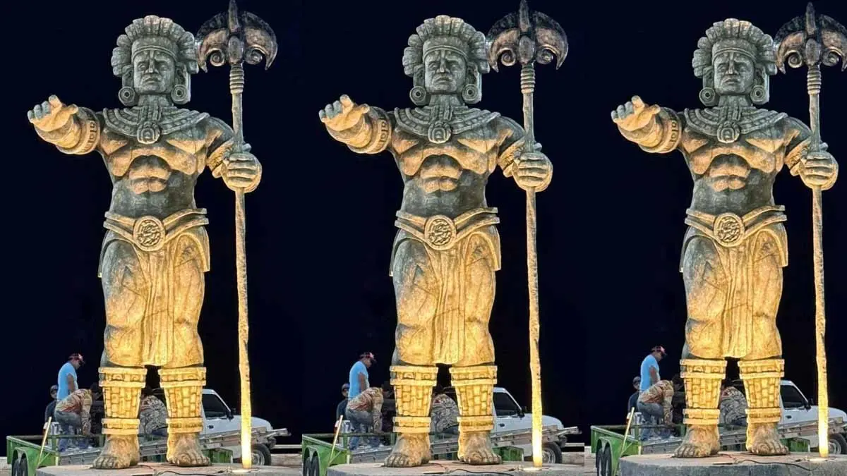 Instalan estatua del dios maya Chaac en Telchac Puerto, Yucatán
