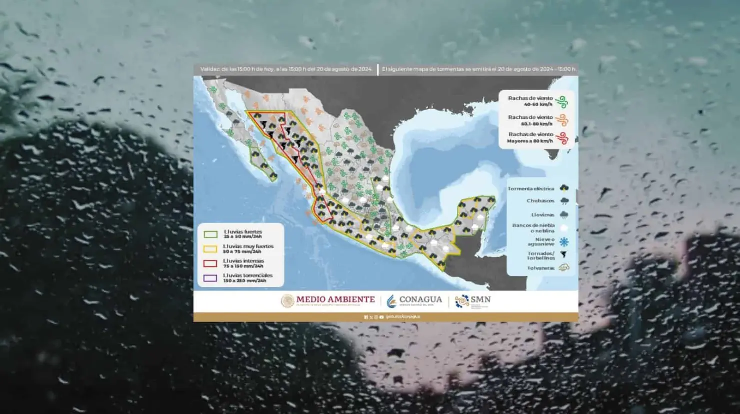 Clima en México para martes 20 de agosto; fuertes precipitaciones en el noroeste del país