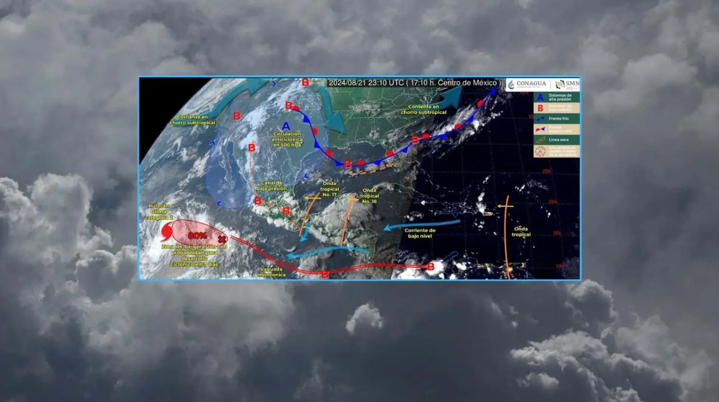Clima en México para jueves 22 de agosto; fuertes precipitaciones por onda tropical No. 17