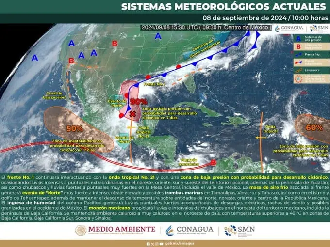 SMN: Prevén la formación de dos ciclones tropicales en México