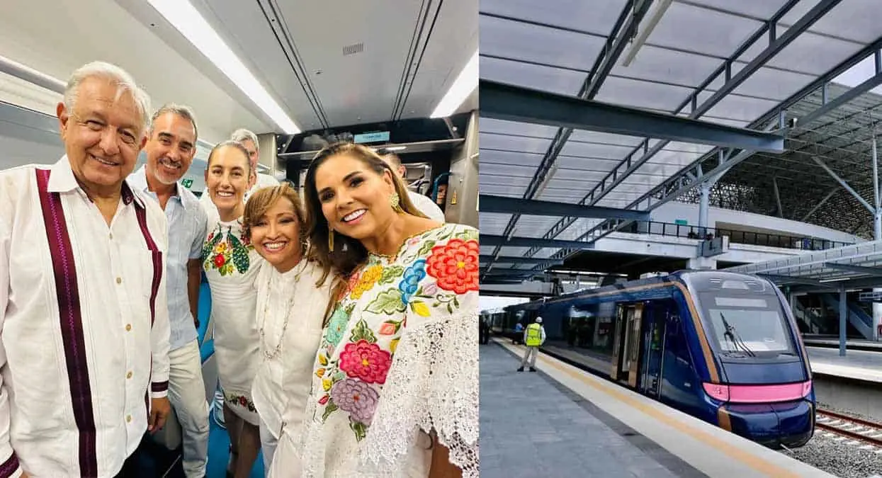 AMLO y la presidenta electa Claudia Sheinbaum inauguran el Tren P’atal