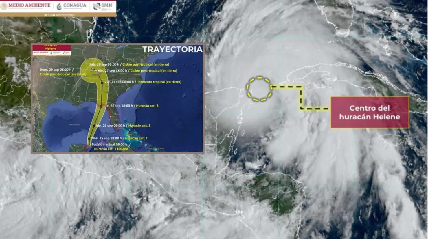 Helene se convierte en huracán categoría 1; se aproxima a Quintana Roo y EU
