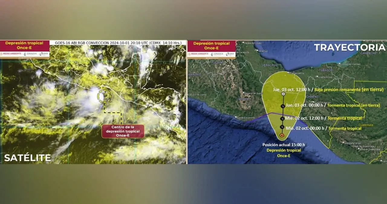Depresión tropical Once-E: traerá fuertes lluvias y posible tormenta tropical a México