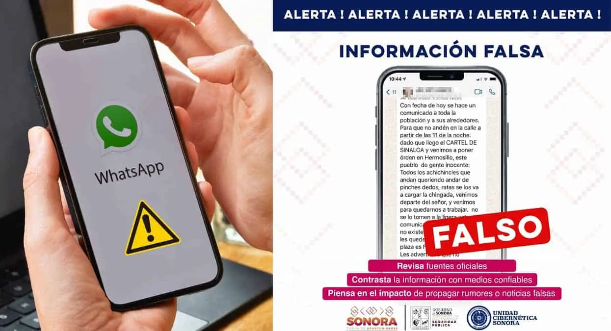 SSP Sonora alerta a la población por mensaje falso que circula por redes sociales