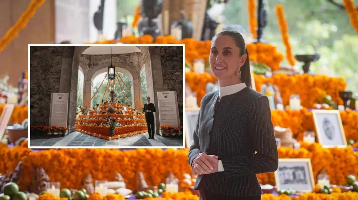Día de Muertos: Claudia Sheinbaum dedica altar a mujeres heroínas en Palacio Nacional