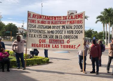 Ejido Cajeme realiza manifestación; pide pago o restitución de terreno