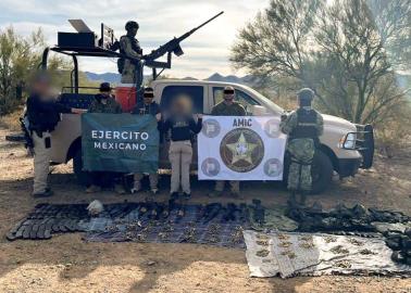 Militares y policías son atacados en Caborca: repelen agresión, capturan a 7 y aseguran arsenal