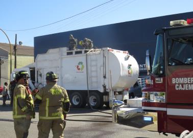 Se incendia camión recolector de basura en Ciudad Obregón