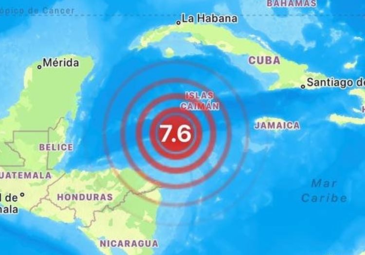 Sismo de magnitud 7.6 en el Mar Caribe activa alerta de tsunami en la región