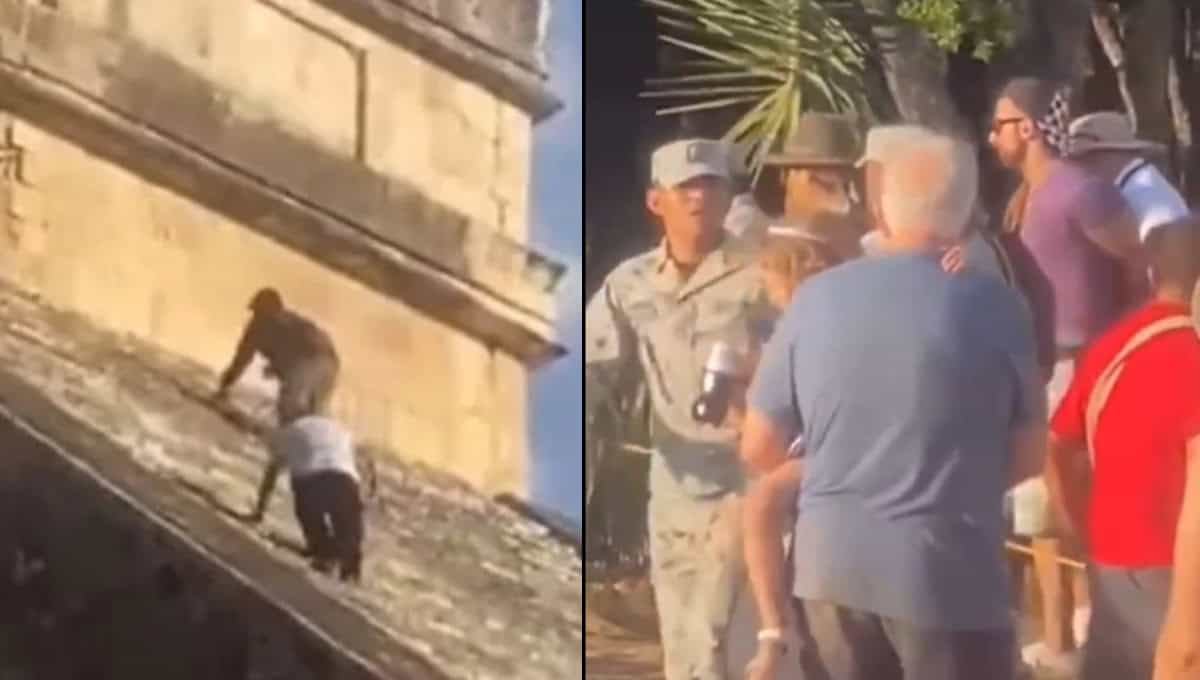 Golpean a turista que subió a Chichén Itzá durante el equinoccio de primavera | VIDEO