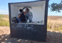Reconstruyen altar a la Santa Muerte en Pueblo Yaqui