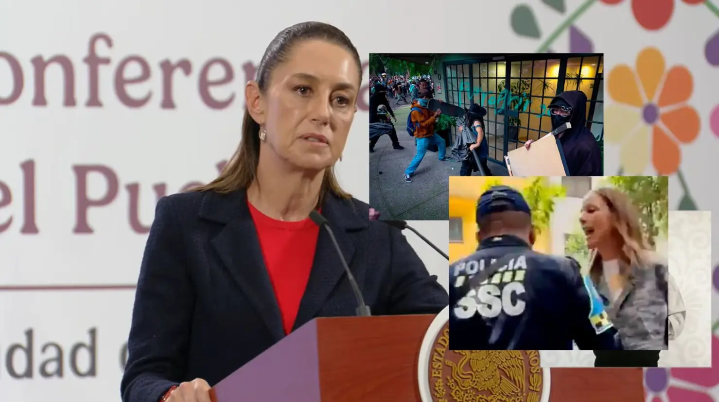 Sheinbaum condena la xenofobia tras disturbios en marcha contra la gentrificación en CDMX