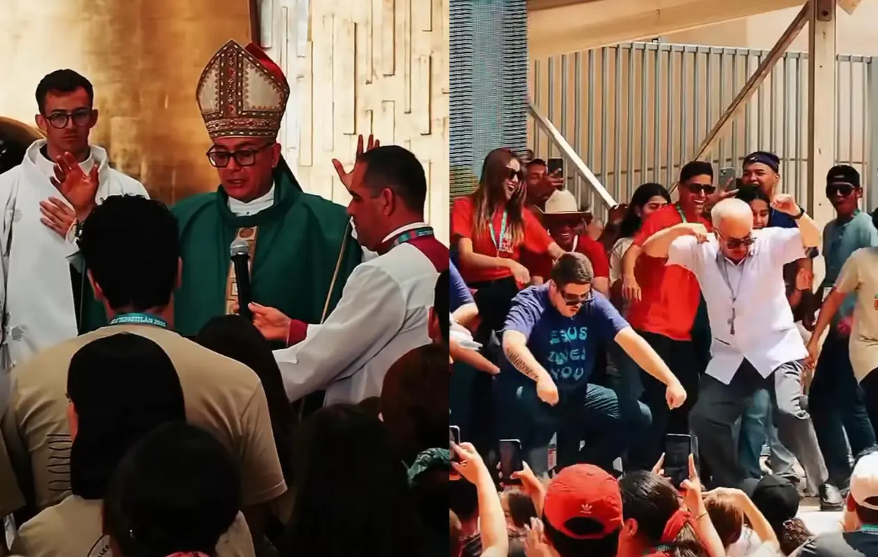 A sus 70 años mostró mucho entusiasmo en el encuentro con la juventud.