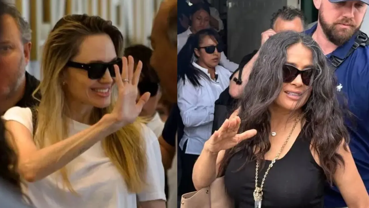 Angelina Jolie y Salma Hayek  abordan helicoptero oficial de Veracruz