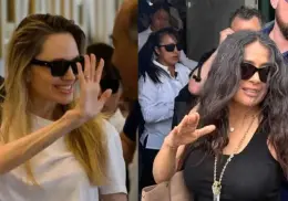 Angelina Jolie y Salma Hayek  abordan helicoptero oficial de Veracruz