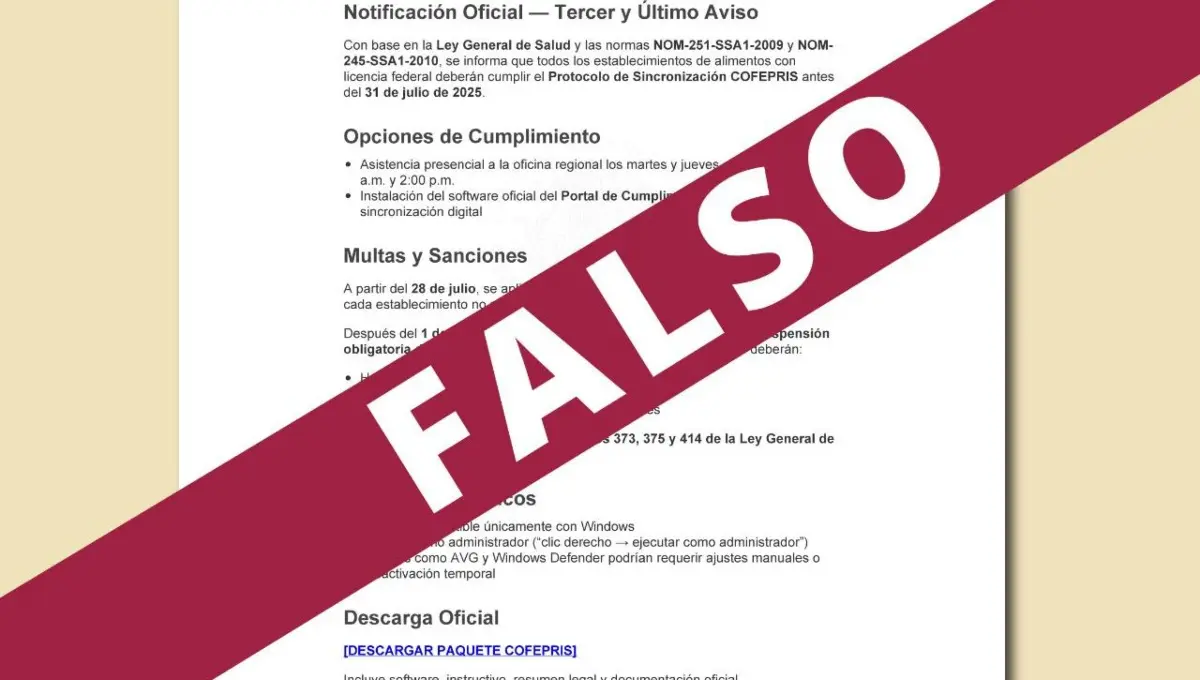 Cofepris lanza alerta para restaurantes por falso protocolo sanitario. Foto: Cofepris