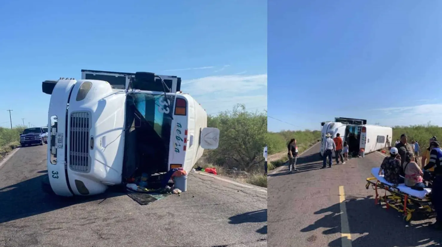 Vuelca camión de pasajeros en el Valle de Empalme: una persona muerta y al menos 17 lesionadas