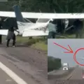 VIDEO | Así fue el aterrizaje forzoso de una avioneta en la autopista Culiacán-Mazatlán