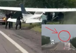 VIDEO | Así fue el aterrizaje forzoso de una avioneta en la autopista Culiacán-Mazatlán