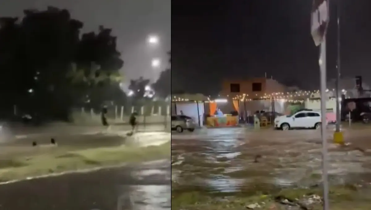 Rescate de dos menores que eran arrastradas por las inundaciones en Mazatlán. Foto: Original