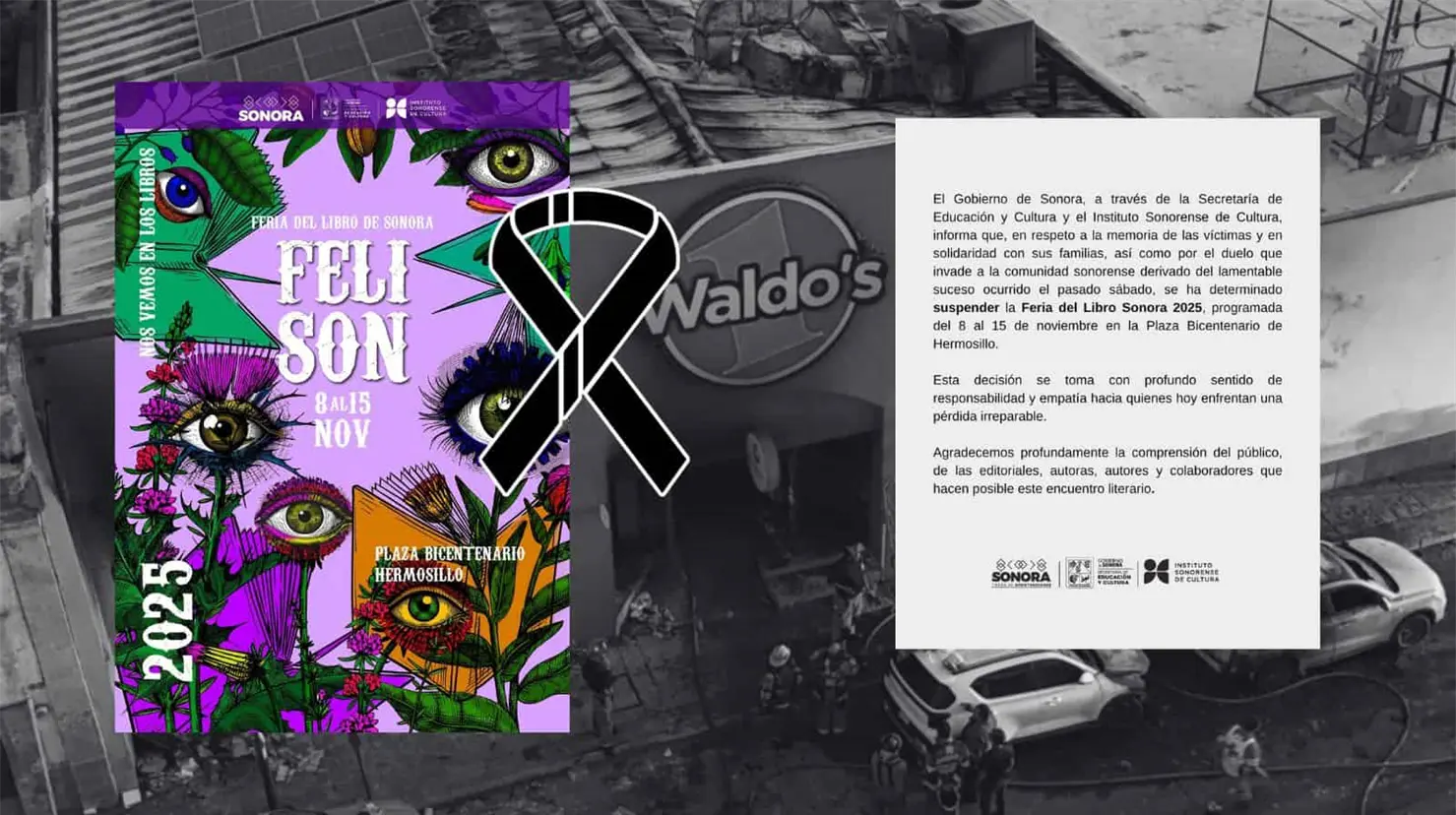 Suspenden la Feria del Libro Sonora 2025 en Hermosillo por luto tras tragedia en Waldo’s
